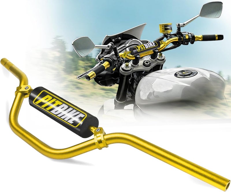 DAYIMADE 7/8" Pit Bike Handlebars with Foam Pad – Motorcycle Handlebars for CRF YZF KXF KLX RMZ DRZ Dirt Bikes, ATV, Quad, E-Bike Mods,T6 Aluminum 7/8 Motorcycle Handlebar Upgrade (Gold) - Image 1
